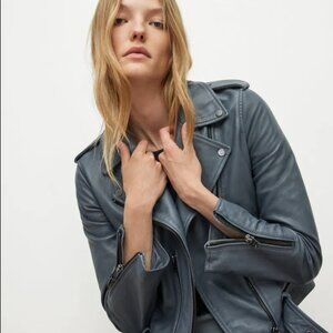 All Saints Belfern Biker Leather Jacket Size US 12